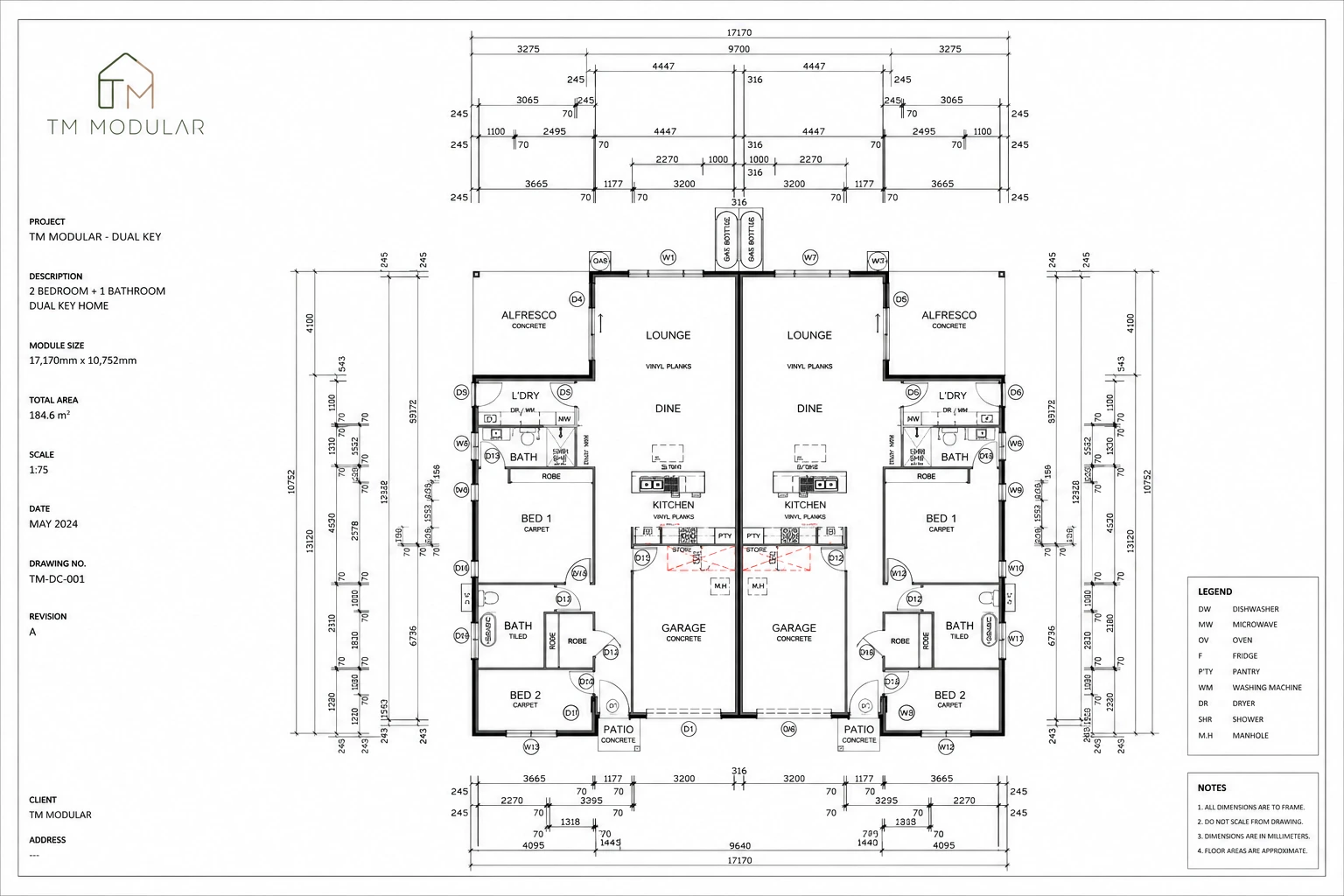 Floor plan for a dual key modular home