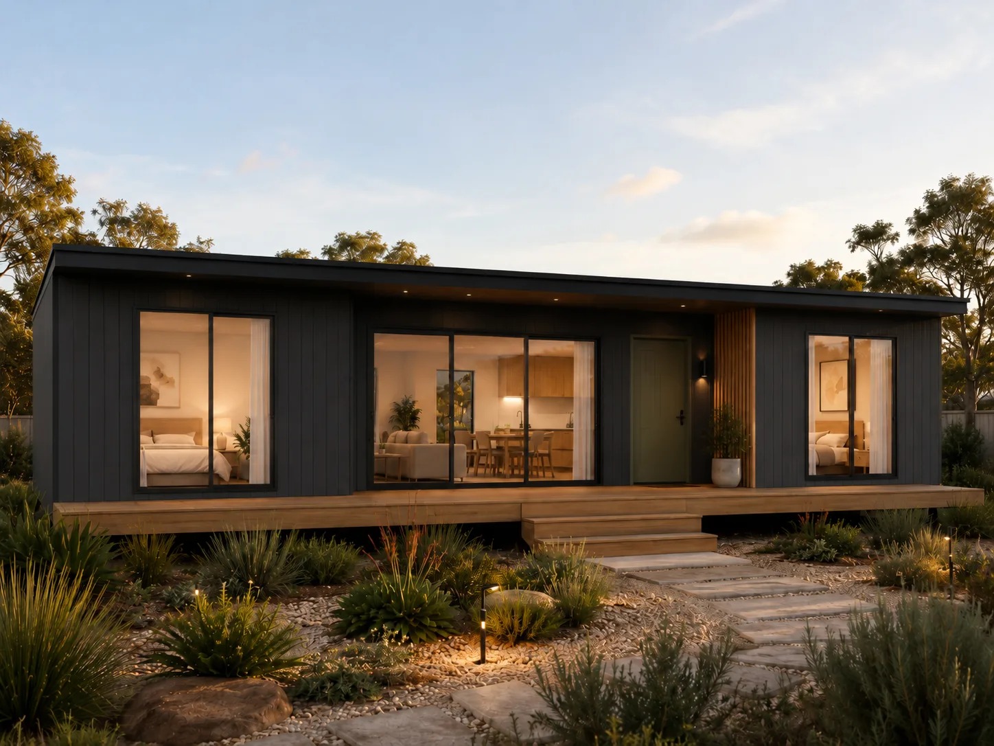 Banksia modular home with charcoal facade