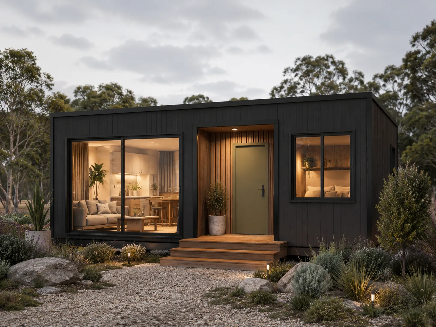 Haven modular home with charcoal facade