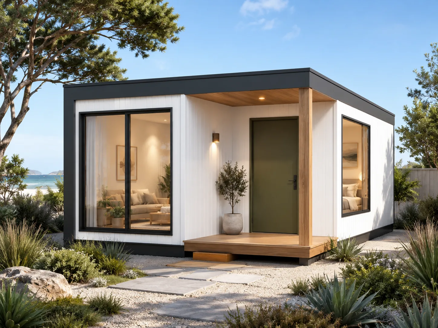 Haven modular home with white facade