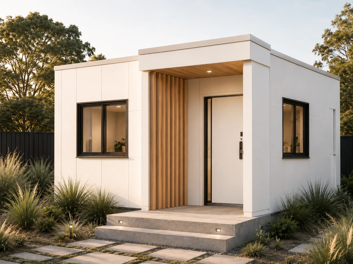 Vista modular home with white facade